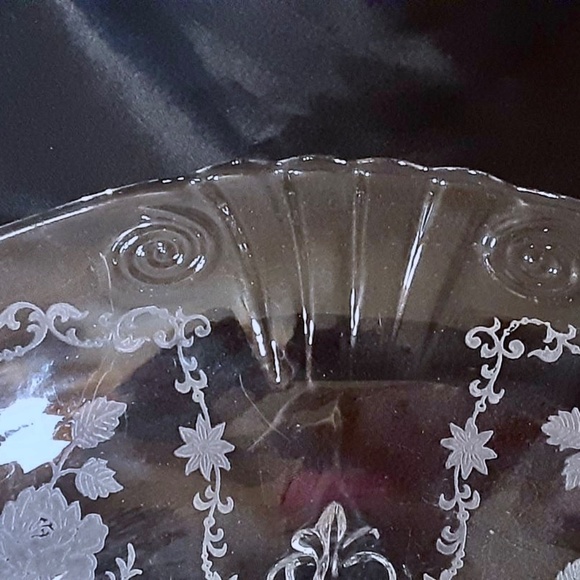 💲SALE💲HP! Rare Vintage Fostoria Midnight Rose Etched Crystal Footed Bowl - Picture 5 of 7